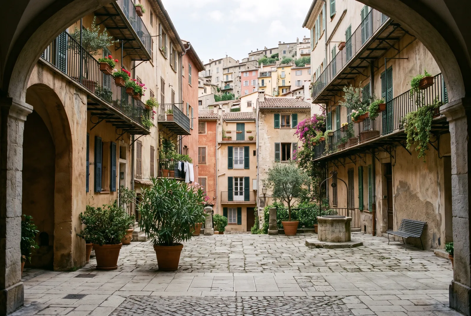 Cour intérieure d'un immeuble à Grasse